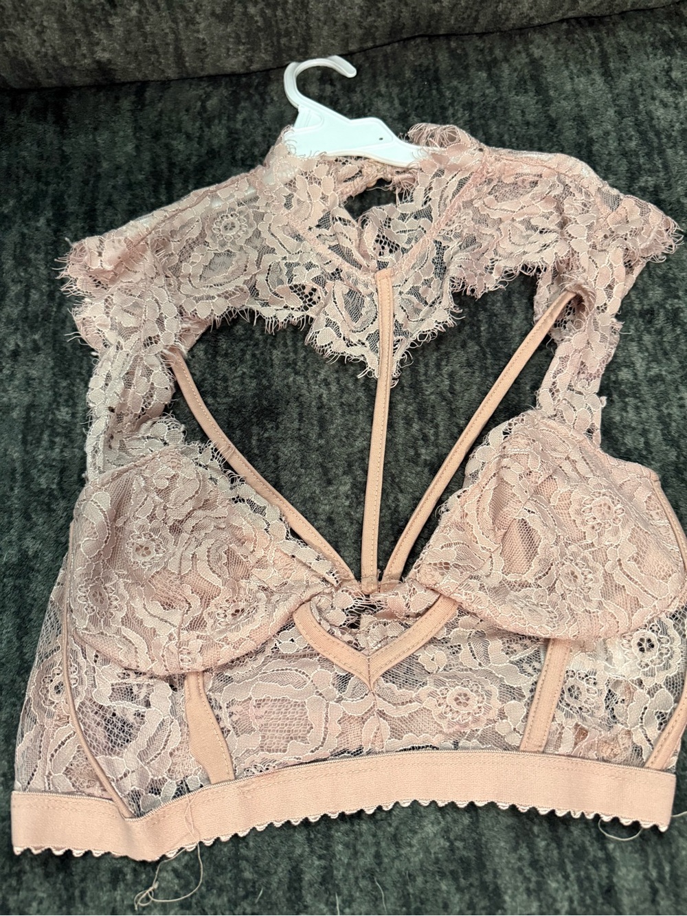 Lace Bralette Crop Top in Dusty Rose/Pink